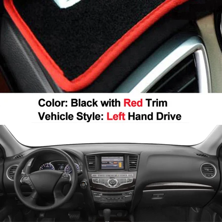 Крышка приборной панели автомобиля Приборная панель коврик ковер накидка для Infiniti QX60/JX35 LHD RHD Авто приборная панель солнцезащитный козырек от солнца красный синий черный - Название цвета: LHD RED