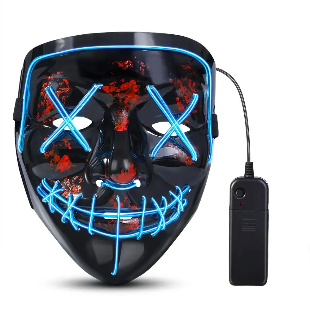 1pc Blue Light Kuulee светодиодный маски на Хэллоуин страшные маски косплей костюм маски набор EL Wire светильник Новинка маски Хэллоуин фестиваль Вечерние - Цвет: 1pc Blue Light