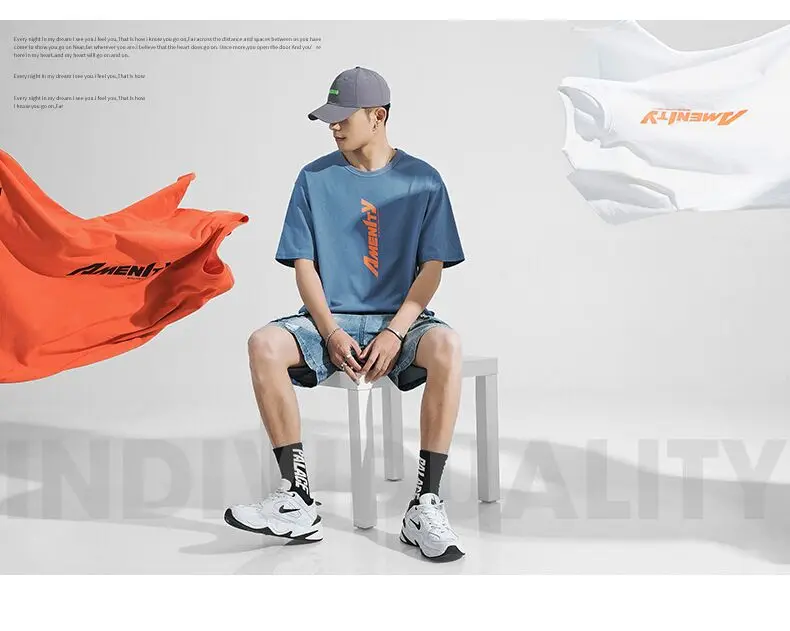 

Summer Unique Harajuku T-shirts for Men 100% Cotton Letter Printed T-shirts Loose Round-neck Tops Men's Clothing Oversized S-3xl