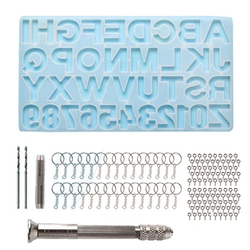 

Epoxy Casting Mold Set Include 1x Hand Drill 2x Drill Bits 30x Keyrings 100x Screw Pins for Making DIY Resin Supplies