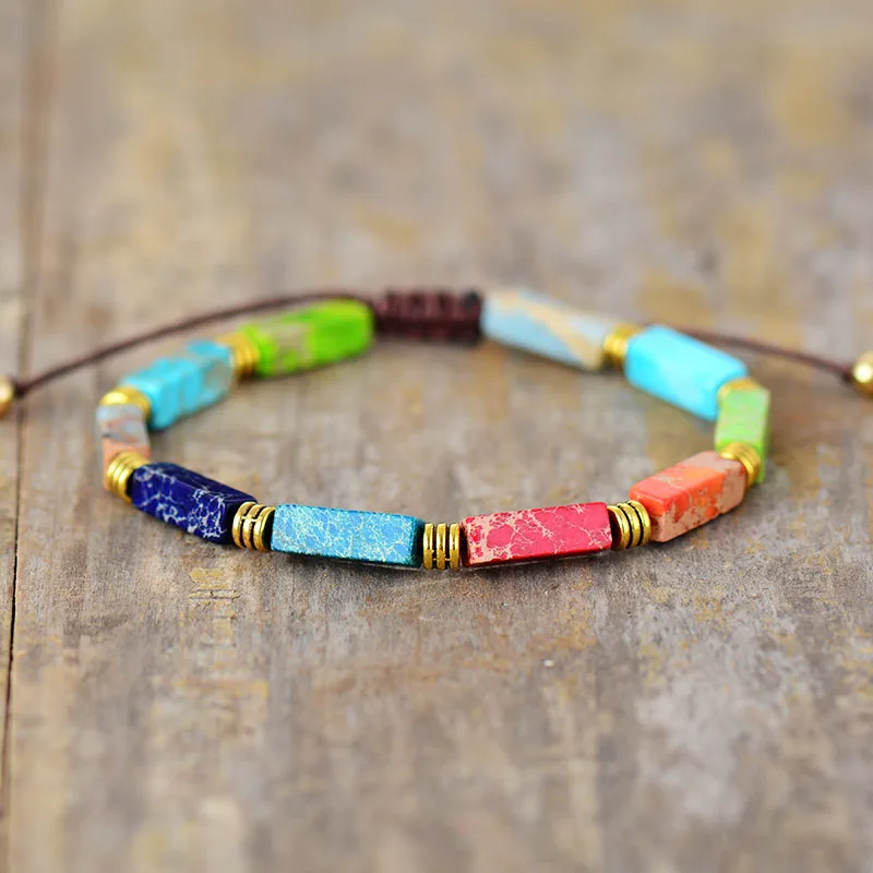 7 Color Chakra Stone Bracelets Japser String Braided Strand Bracelet Friendship Lover Couples Wrap Bracelet Jewelry Wholesale - Image 2