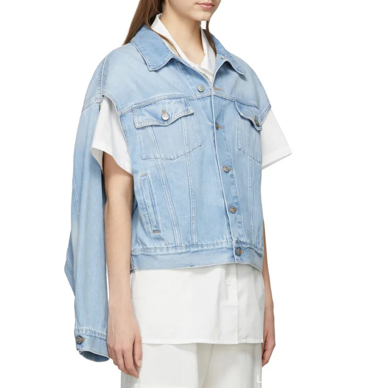 low cost DEAT 2020 autumn and winter turn-down collar lantern sleeves single breasted two ways wearing vinta