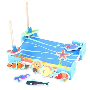 

Hobbylane Kids Wooden Magnetic Fishing Pond Parent Child Education Puzzle Toys Set