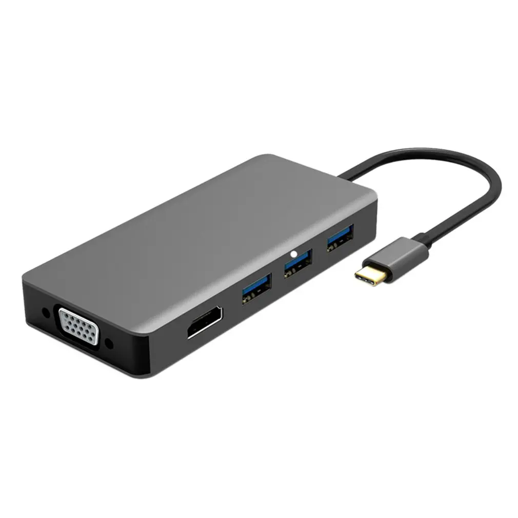 

Type C Multi-Function Converter Usb To Hdmi+Vga With +3Hub Docking Station for connecting devices with ype-C interface