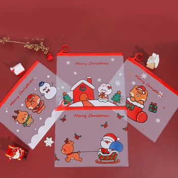 

Creative Cartoon Santa Claus Pattern Pencil Bags Student Stationery Kawaii File Bag Pencil Bag for Christmas Gift