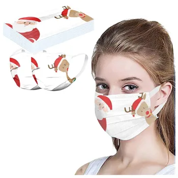 

20pcs Christmas Soft Masks For Adults Disposable Face Cover Christmas Print Mouth Face Cover Dustproof Máscara de navidad