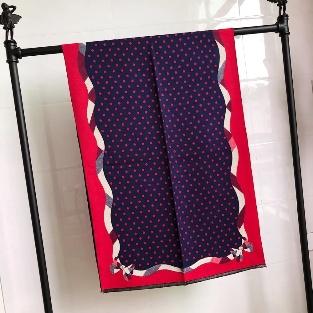 Зимний женский шарф женские шарфы в горошек шаль толстый женский шарф теплый кашемировый смешанный, из шерсти и хлопка матовый пончо
