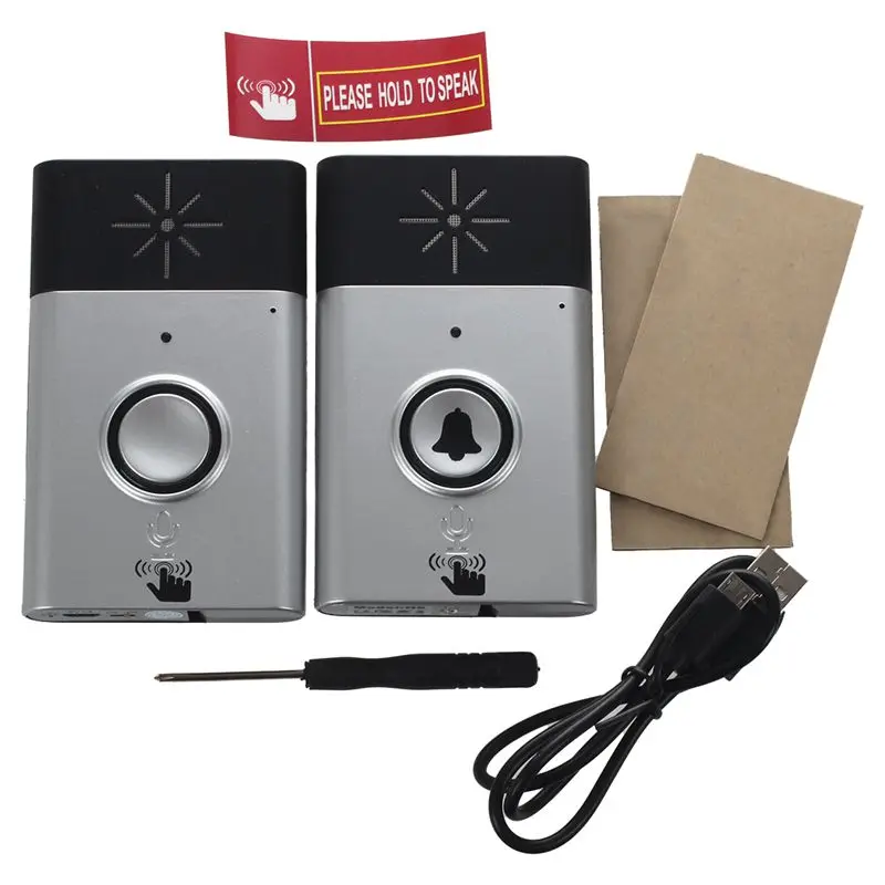 Wireless Doorbell With Speaker Voice Intercom 300M Distance silvery