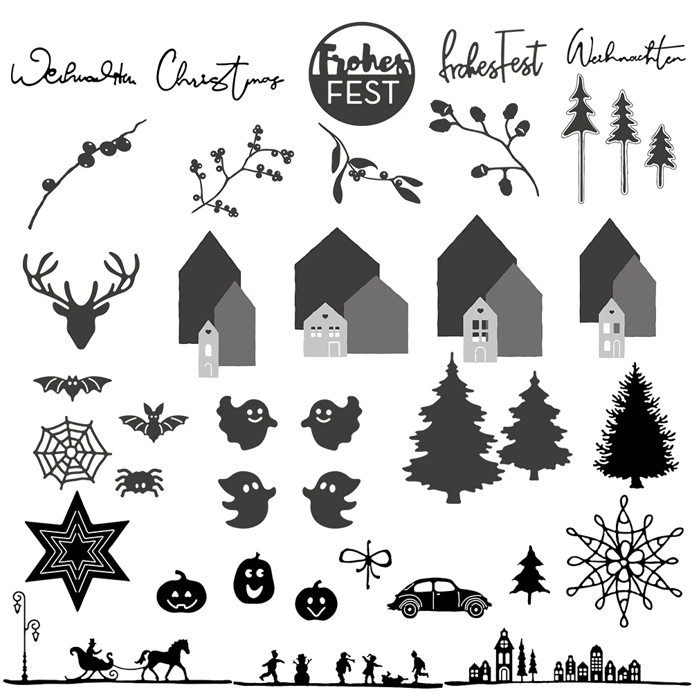 

Wild Flower Leaf German Christmas Metal Cutting Dies Stencils For DIY Scrapbooking Decoration Embossing Card Craft Die Cut New