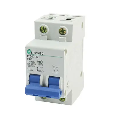 

AC 230V/400V 63A DZ47-2P Rail Mounting Overload Proetction Circuit Breaker