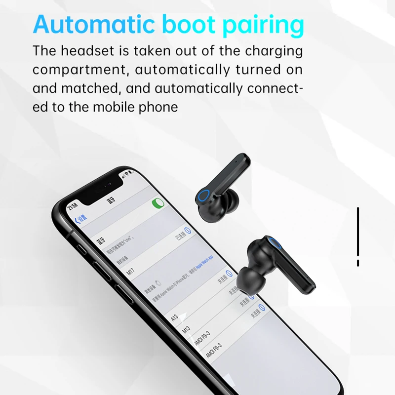Tebaurry M19 Wireless Headphone TWS Sport Waterproof Bluetooth Earphone 5.1 HD Screen Display Stereo Headset with Flashlight