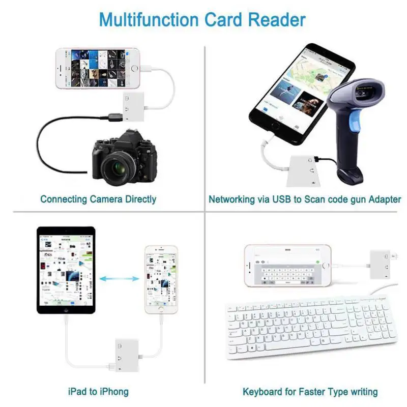 new style OTG Adapter USB 3 Camera Reader With 3 5mm Headphone Jack Connection Kits Data Sync For iPhone 11 X XR XS 8 7 500MA