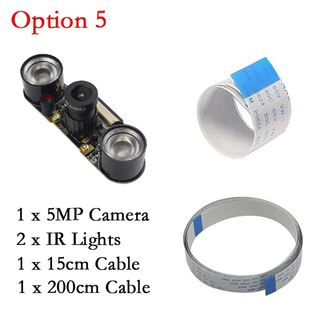 Raspberry Pi камера ночного видения 5 Мп фокусная Регулируемая видеокамера+ кабель FFC для Raspberry Pi 4 3 Модель B 3B 3 B+ Plus - Цвет: Option 5