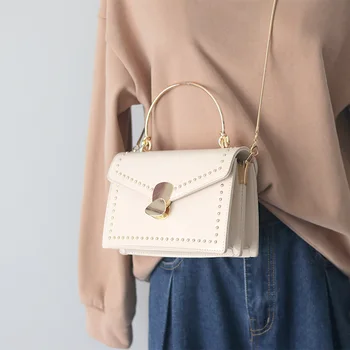 

Elegant Female Metal Handle Tote bag 2020 Fashion New Quality PU Leather Women's Designer Handbag Chain Shoulder Messenger Bag