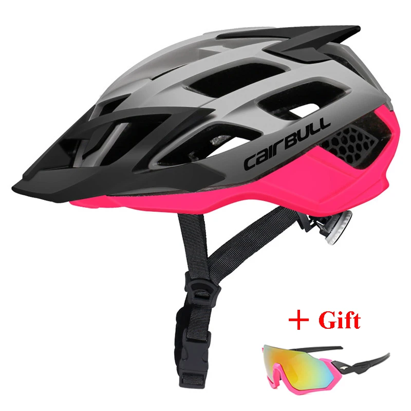 Pink Новейший TRAIL DH XC MTB велосипедный шлем с солнцезащитными очками ультралегкий дорожный велосипед горный велосипед шлем в форме гоночных велосипедных шлемов - Цвет: Pink