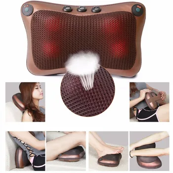 

Professional Double Keys 4 Heads Magnetic Therapy Electronic Neck Massager Car Home Office Massage Pillow Cushion new