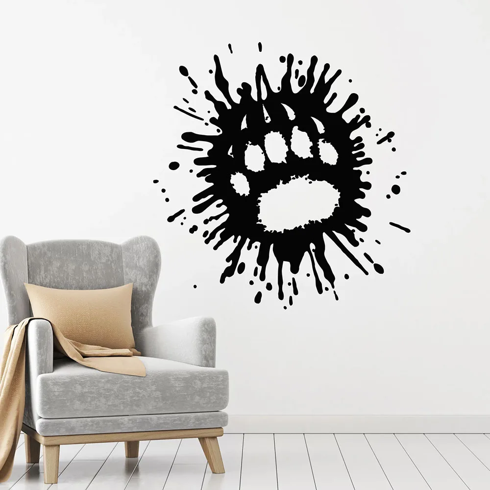 

Paw Print Wall Decal Animal Track Tribal Hunting Club Man Cave Interior Decor Vinyl Window Stickers Ink Splash Art Mural Q481