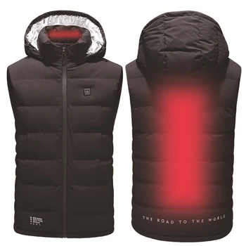 

Men's Windbreakers Cycling Jacket USB Infrared Heating Bike Jacket Waterproof Riding Vest Winter Electric Thermal Hooded Vest