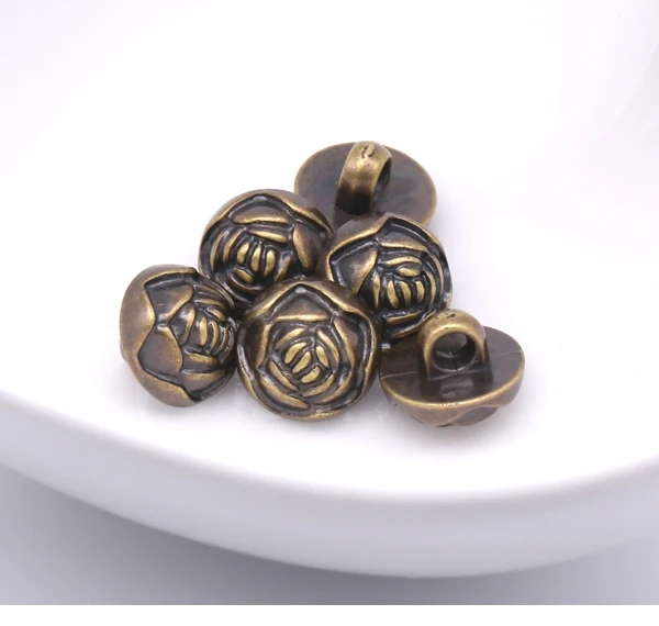 30pcs/lot Size:12mm New Flower buttons for Coat Bronze Color Scrapbooking accessories Plastic button(SS-857