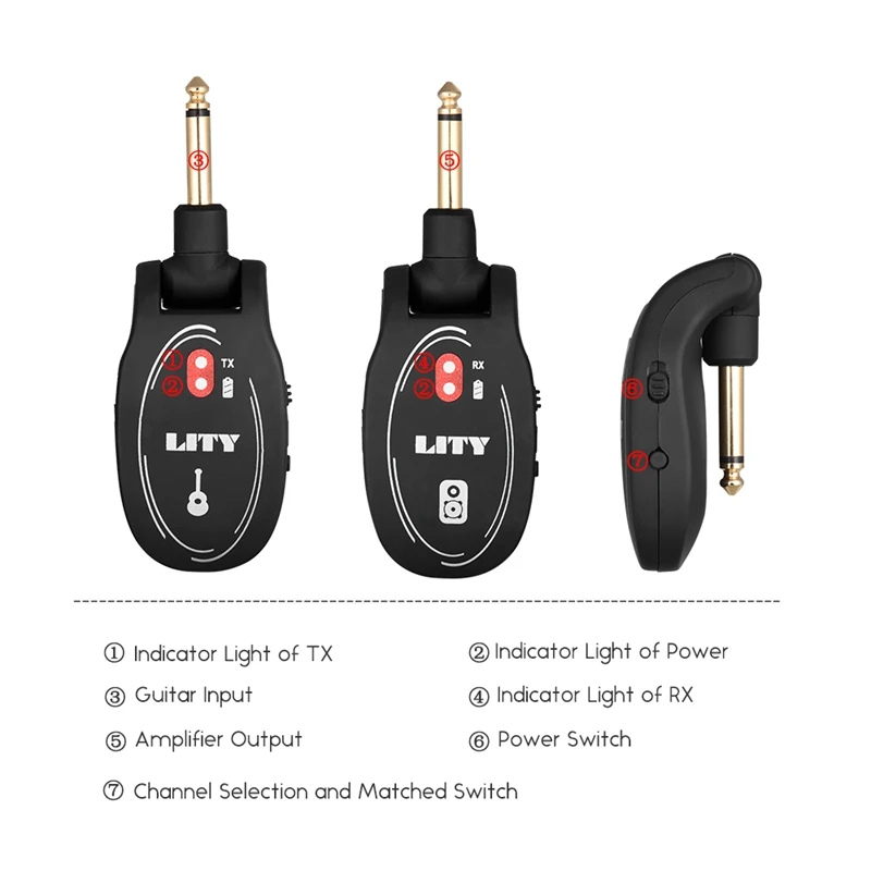 Uhf беспроводной передатчик гитары приемник 50 м Диапазон передачи портативный складное устройство инструмент беспроводной приемопередатчик Встроенный