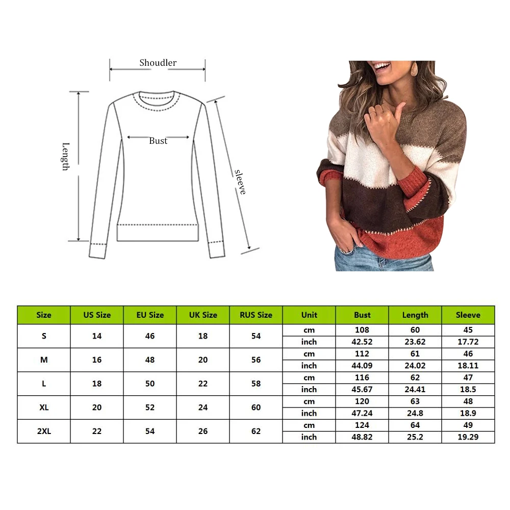 MoneRffi модные женские туфли полосатый свитер на осень с круглым вырезом Свитер с длинными рукавами свободные вязаный пуловер свитер в стиле пэчворк Pull Femme Джерси Mujer