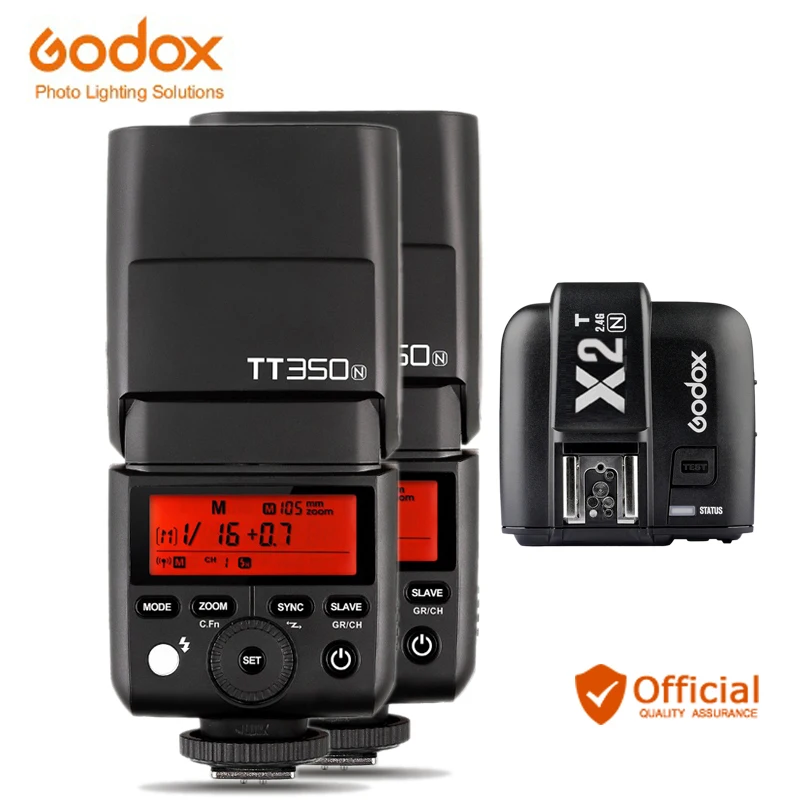 2 * Godox TT350N 4G Беспроводная HSS 1/8000s TTL GN36 Вспышка Speedlite + передатчик для камеры Nikon d550