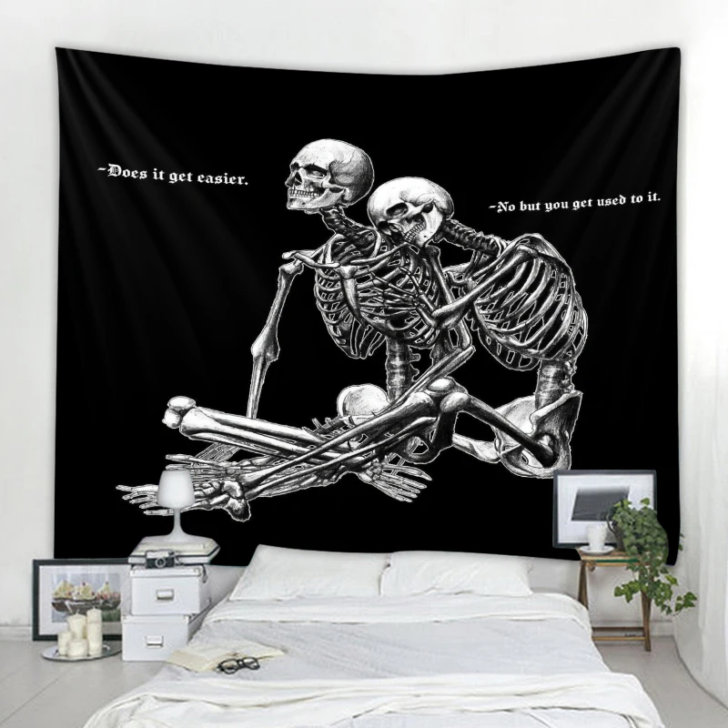 

Nordic Skull Illustration Decorative Tapestry Sham Witchcraft Tapestry Mandala Bohemian Hippie Tapestry Curtain Party Decoration