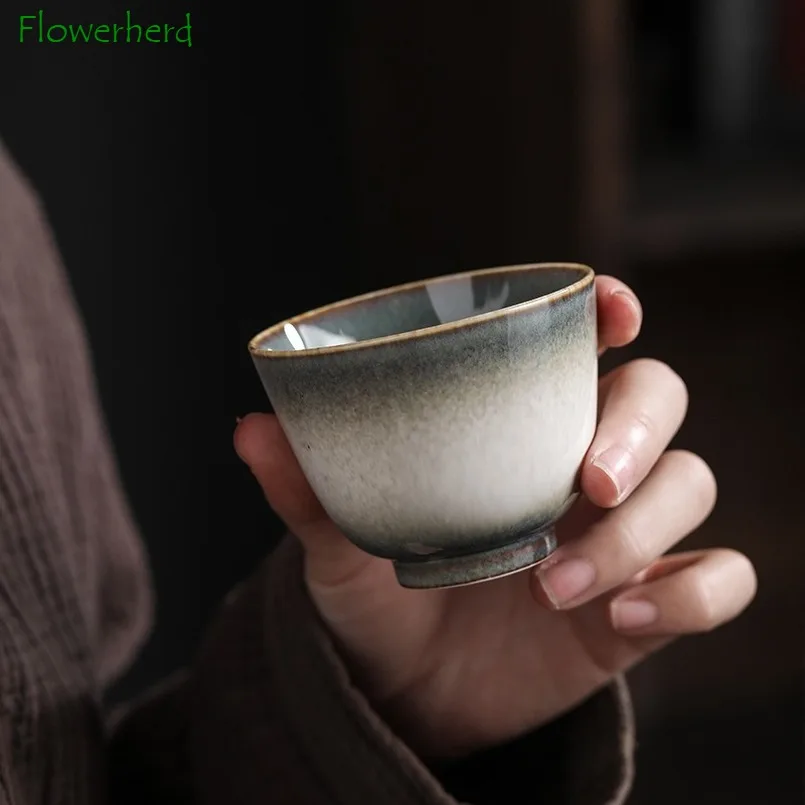 Creative Ceramic Porcelain Tea Cup Teaware Kung Fu Tea Cup Set Retro Simple Kiln Master Tea Cup Japanese Zen