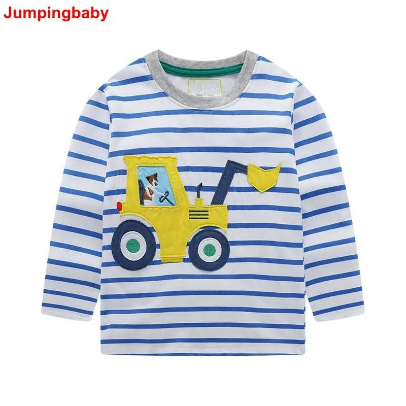 Jumpingbaby/ г. Футболка для мальчиков футболка с изображением автомобиля, Детская футболка Осенние Топы с трактором, детская одежда Koszulka Koszulki Meskie, футболка, Enfant