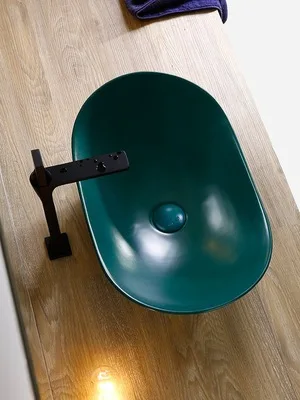 green(without tap) Скандинавские красные овальные керамические раковины для ванной комнаты над стойкой художественная Раковина Водопад Носик раковина ручная роспись чаша для шампуня - Цвет: green(without tap)