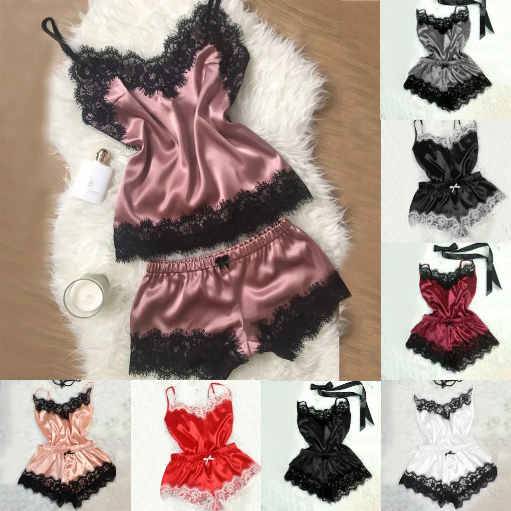 Женское атласное кружевное нижнее белье комплект из 2 предметов женская