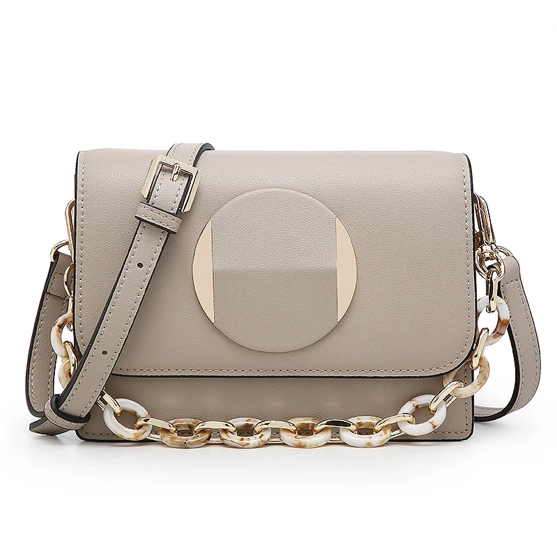 

Fashion Design Round Metal Decoration Square Shoulder Bag Small Chain Lady Luxury Brand Shoulder Bags Korean Style Bags