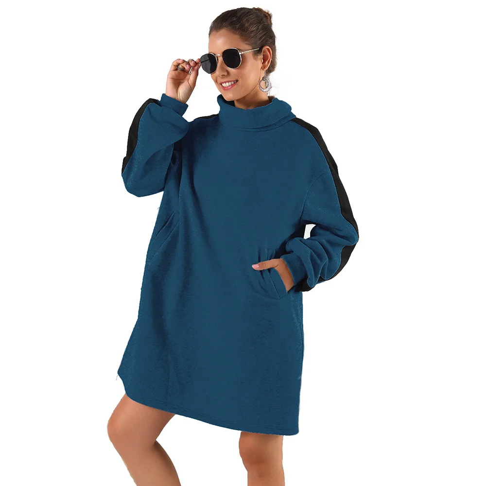 Blue The new autumn/winter European and American women's cashmere blouse - Цвет: Blue