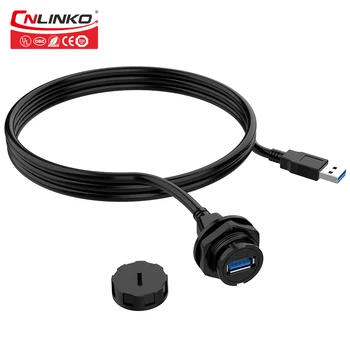 

CNLINKO USB waterproof 9 Pin Data connector IP67 USB Waterproof Male Female Connector Panel Mount USB3.0 1M Wire cable connector