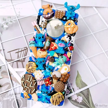 

DIY case for iPhone 11 pro 3D stitch phone cover ip XS MAX XR handmade blue creamy shell X/XS 7/8 plus 6/6s+ chocolate girl gift