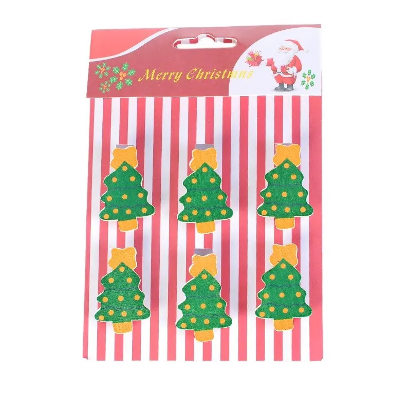6 шт. деревянные зажимы Navidad Новогодние рождественские украшения для дома Новогодний Декор зажимы для пищевых мешков зажимы для банкнот 3,5x2,5 см