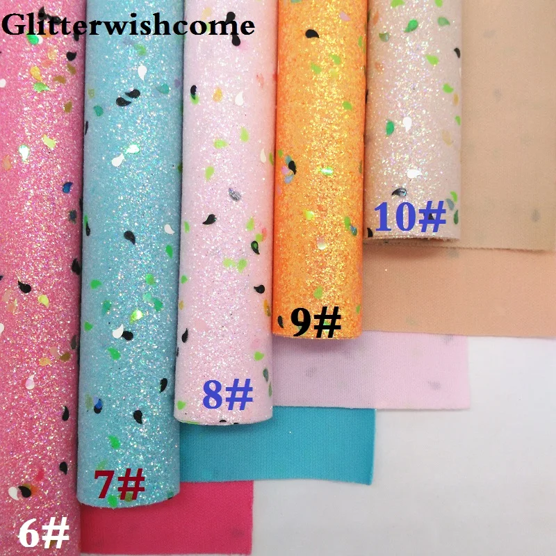 Glitterwishcome 30X134 см мини-рулон, блестящая ткань, винил для бантов Fluo блестящая кожаная ткань винил для бантов, GM220
