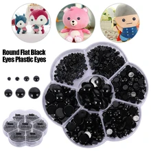 Lot de 330 à 1040 yeux ronds et plats noirs de 3 à 12mm, en plastique, accessoires pour la fabrication de poupées, jouets, ours en peluche