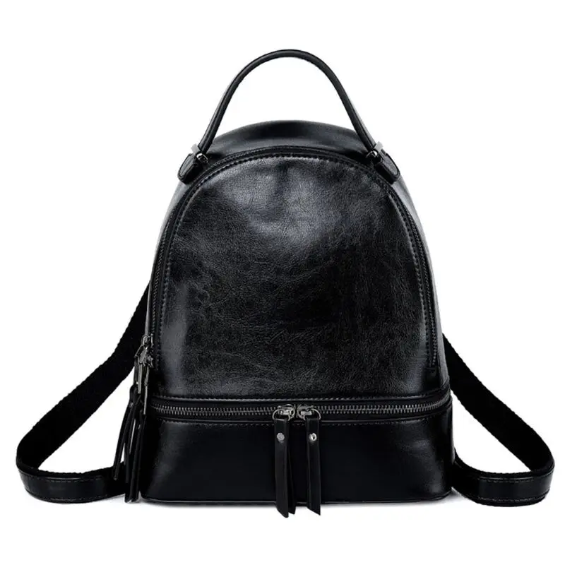 Модный женский рюкзак из искусственной кожи, рюкзак для путешествий, школьный рюкзак на плечо для девушек, студенток, Женский Повседневный Одноцветный рюкзак - Цвет: Черный