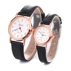 Арабские цифры аналоговые с круглым циферблатом искусственная кожа группа пара кварцевые наручные часы новые модные часы для влюбленных