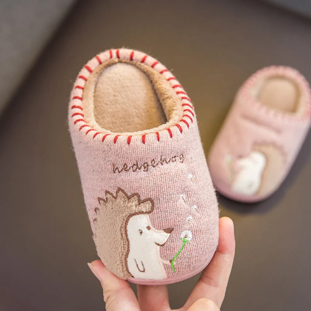 Зимняя детская обувь для маленьких мальчиков и девочек; пушистая обувь для маленьких детей; теплые домашние тапочки с милыми животными; детская обувь; Sapato Infantil