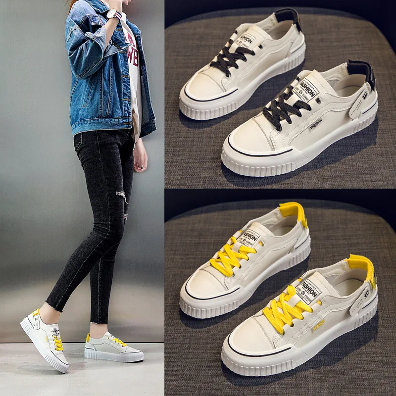 

2019 Autumn New Style WOMEN'S Shoes Genuine Leather Flat Casual Sports Shoes Korean-style Versatile Shoe Trend Shoes White Shoes