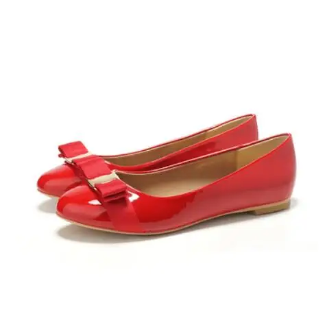red flat Роскошные дизайнерские женские туфли-лодочки с бантом; коллекция года; Женская рабочая обувь без застежки; офисная обувь; женская повседневная обувь на низком каблуке; zapatillas mujer - Цвет: red flat