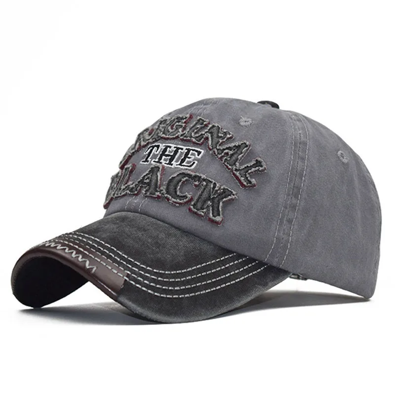 

Men Baseball Caps Embroidered Letters Black Hip Hop Cap Denim Stitching Dad Hat Old Washed Cotton Bone Cap Unisex Casual Sun Hat