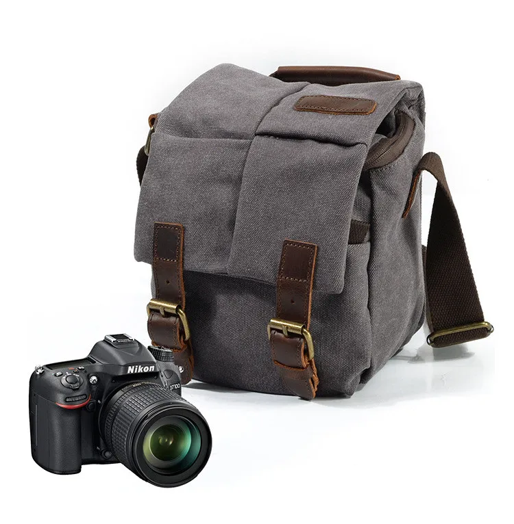 Light Grey Фото камера Ретро Винтаж водонепроницаемый холст сумка DSLR сумка для переноски чехол для Canon Nikon sony фотографии - Цвет: Light Grey
