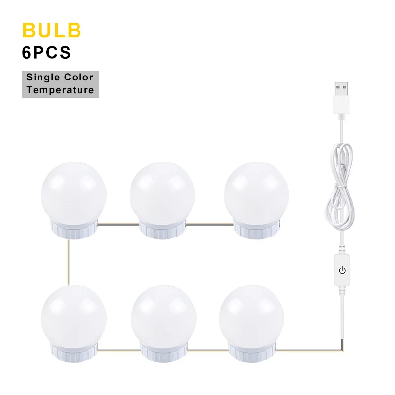 5V USB Vanity Mirror Light Bulb Hollywood Vanity Light Dimmable 6 10 14 Bulbs Kit Dressing Table Mirror Lamp Natural White 4000K - Испускаемый цвет: 6 Bulbs