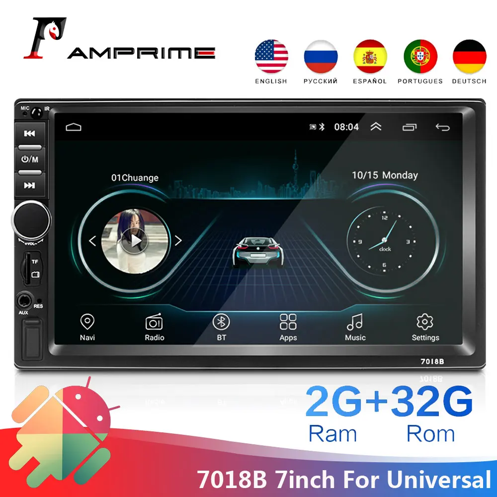 AMPrime 2 din Автомобильный мультимедийный плеер 7 &quotAndroid 7018B Авторадио GPS навигация