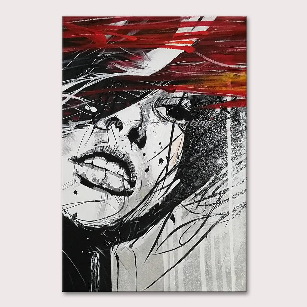 

Mintura Hand-Painted Oil Paintings on Canvas,Wall Picture For Living Room Lines of Sad Girls,Home Decoration Wall Art, No Framed