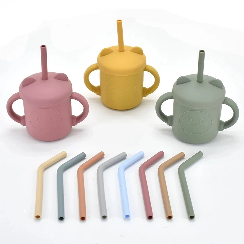 Baby Silicone Drinking Feeding Cups For Children Leakproof Set