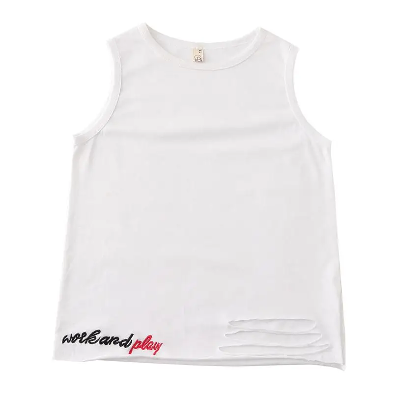 tank top Детский комплект одежды в стиле хип-хоп, рубашка, полосатые глянцевые рубашки, штаны для девочек и мальчиков, костюмы для джазовых танцев, костюмы для Бальных уличных танцев - Цвет: tank top
